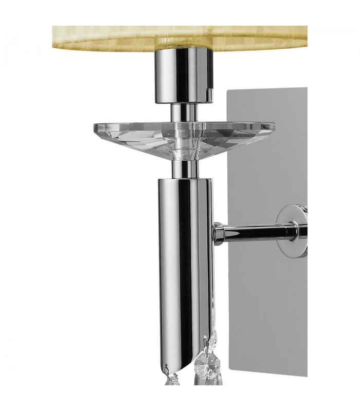Tiffany Wall Lamp Switched 1+1 Light E14+G9 Polished Chrome With Cream Shade & Clear Crystal-5