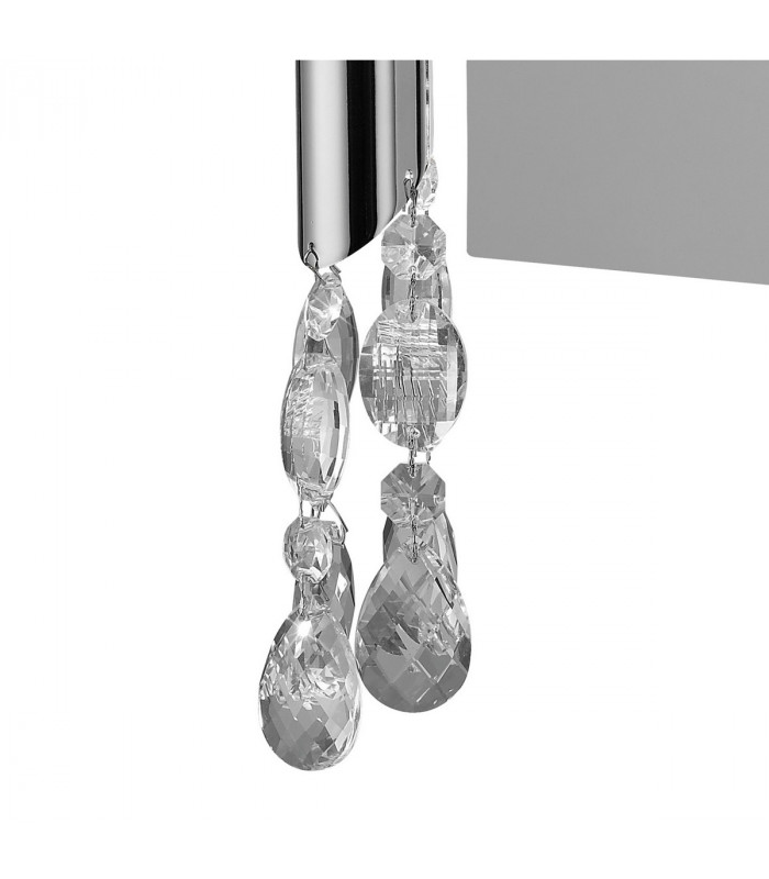 Tiffany Wall Lamp Switched 1+1 Light E14+G9 Polished Chrome With Cream Shade & Clear Crystal-6