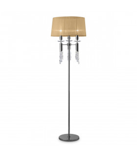 Tiffany Floor Lamp 3+3 Light E27+G9 Polished Chrome With Soft Bronze Shade & Clear Crystal-1