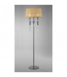 Tiffany Floor Lamp 3+3 Light E27+G9 Polished Chrome With Soft Bronze Shade & Clear Crystal-2