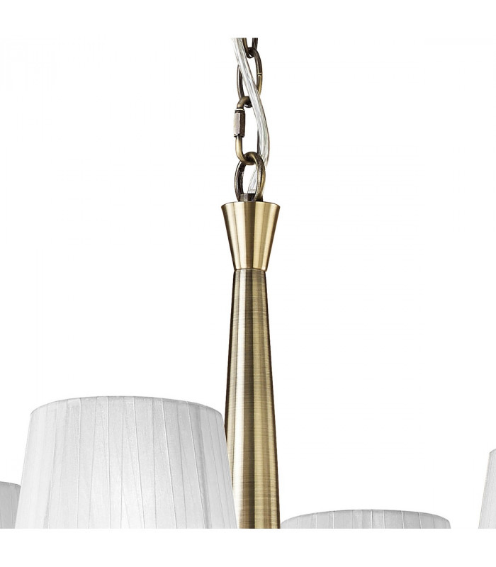 Tiffany Pendant 4+4 Light E14+G9 Antique Brass With White Shades & Clear Crystal-4