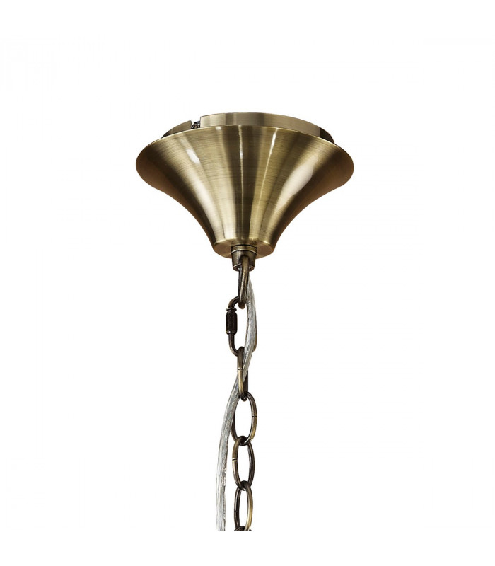 Tiffany Pendant 4+4 Light E14+G9 Antique Brass With Cream Shades & Clear Crystal-3
