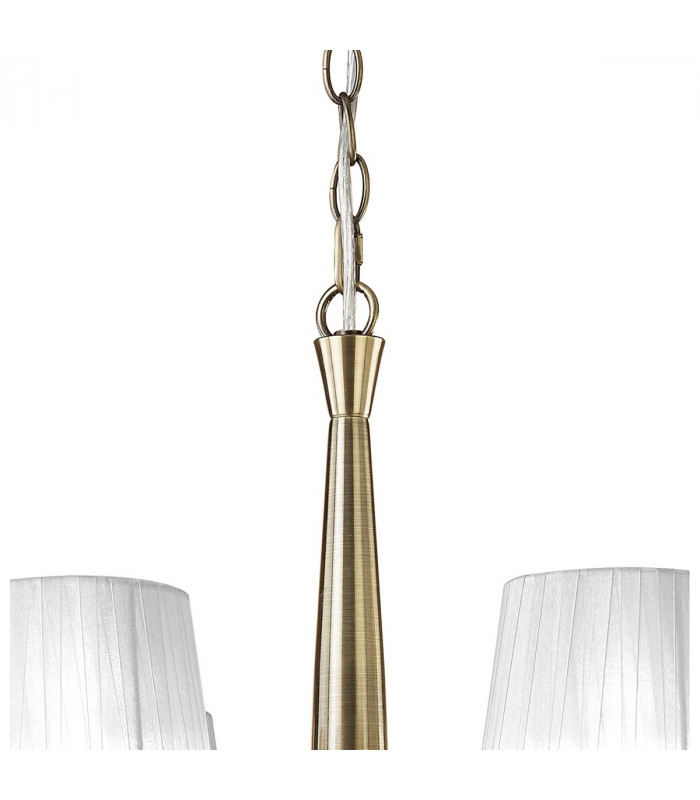 Tiffany Pendant 6+6 Light E14+G9 Antique Brass With White Shades & Clear Crystal-4