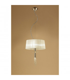 Tiffany Pendant 3+1 Light E27+G9 French Gold With Cream Shade & Clear Crystal-2