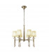 Tiffany Pendant 6+6 Light E14+G9 Antique Brass With Cream Shades & Clear Crystal-1