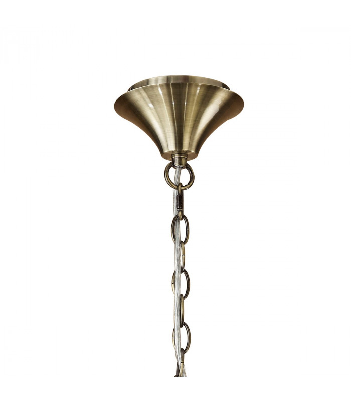 Tiffany Pendant 6+6 Light E14+G9 Antique Brass With Cream Shades & Clear Crystal-3