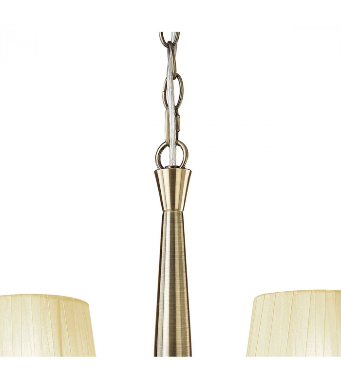 Tiffany Pendant 6+6 Light E14+G9 Antique Brass With Cream Shades & Clear Crystal-4
