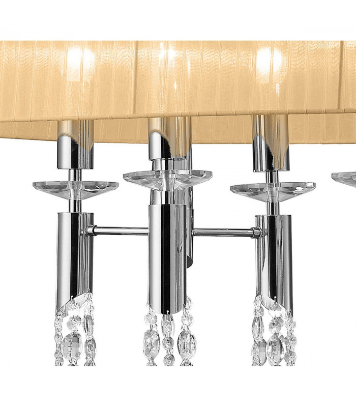 Tiffany Pendant 6+6 Light E27+G9 Oval Polished Chrome With Soft Bronze Shade & Clear Crystal-5