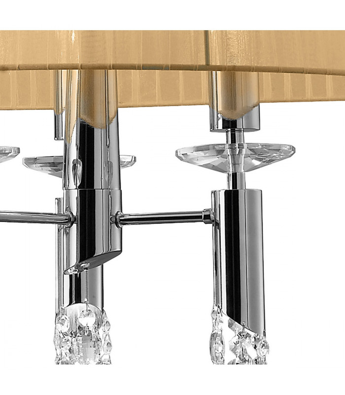 Tiffany Pendant 6+6 Light E27+G9 Oval Polished Chrome With Soft Bronze Shade & Clear Crystal-7