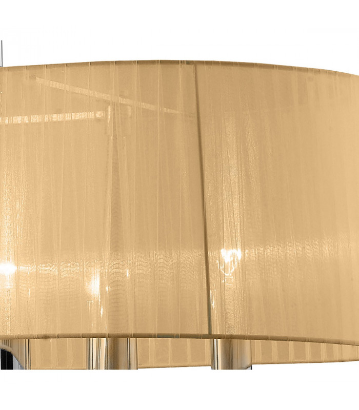 Tiffany Pendant 6+6 Light E27+G9 Oval Polished Chrome With Soft Bronze Shade & Clear Crystal-8