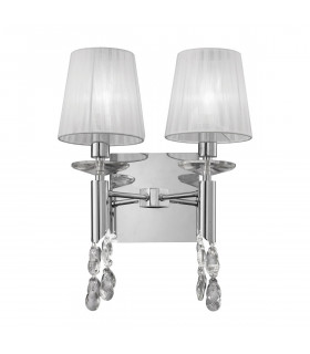 Tiffany Wall Lamp 2+2 Light E14 With White Shades Polished Chrome/Crystal-1