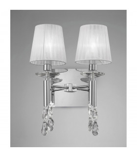 Tiffany Wall Lamp 2+2 Light E14 With White Shades Polished Chrome/Crystal-2