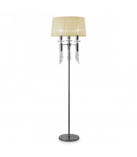 Tiffany Floor Lamp 3+3 Light E27+G9 Polished Chrome With Cream Shade & Clear Crystal-1