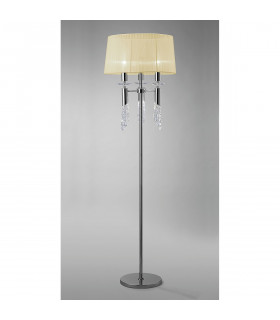 Tiffany Floor Lamp 3+3 Light E27+G9 Polished Chrome With Cream Shade & Clear Crystal-2