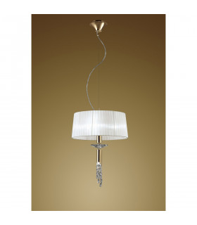 Tiffany Pendant 3+1 Light E27+G9 French Gold With White Shade & Clear Crystal-2