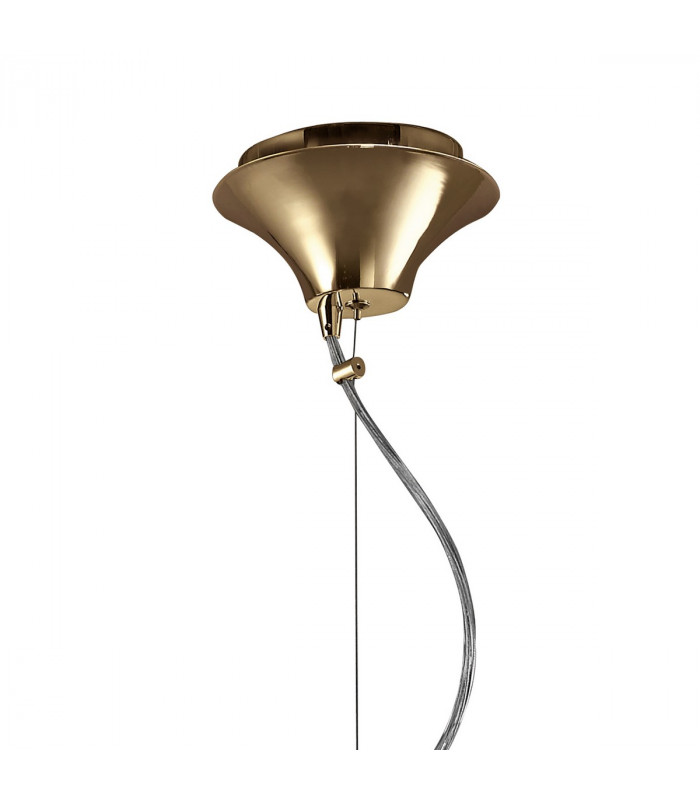 Tiffany Pendant 3+1 Light E27+G9 French Gold With White Shade & Clear Crystal-3