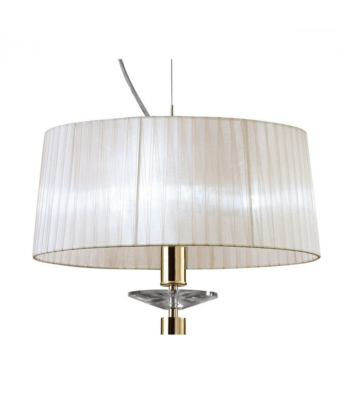 Tiffany Pendant 3+1 Light E27+G9 French Gold With White Shade & Clear Crystal-4