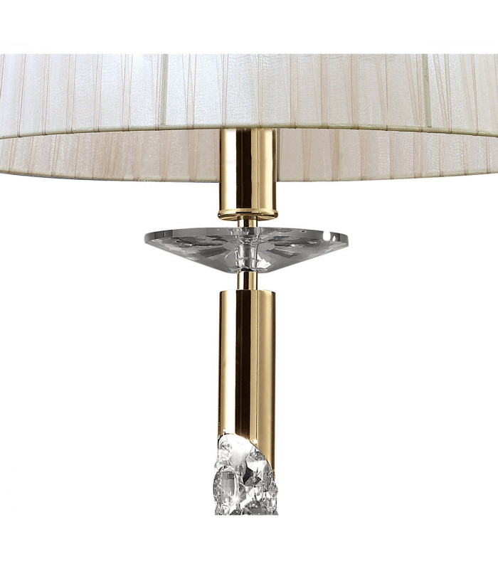 Tiffany Pendant 3+1 Light E27+G9 French Gold With White Shade & Clear Crystal-5