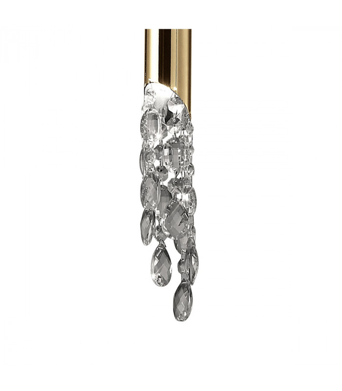Tiffany Pendant 3+1 Light E27+G9 French Gold With White Shade & Clear Crystal-6