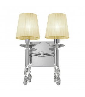 Tiffany Wall Lamp Switched 2+2 Light E14+G9 Polished Chrome With Cream Shades & Clear Crystal-1