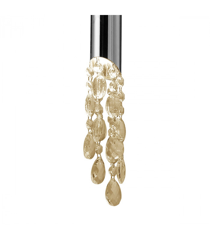 Tiffany Pendant 3+1 Light E27+G9 Polished Chrome With Cream Shade & Clear Crystal-6