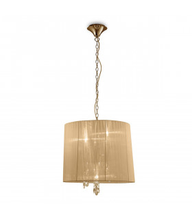 Tiffany Pendant 3+3 Light E14+G9 French Gold With Soft Bronze Shade & Clear Crystal-1
