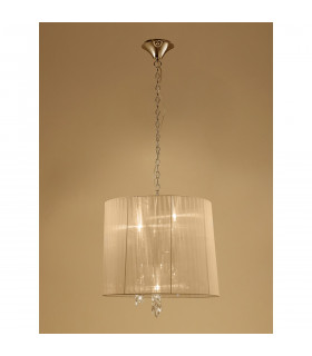Tiffany Pendant 3+3 Light E14+G9 French Gold With Soft Bronze Shade & Clear Crystal-2