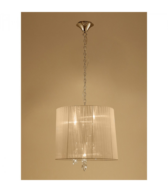 Tiffany Pendant 3+3 Light E14+G9 French Gold With Soft Bronze Shade & Clear Crystal-2