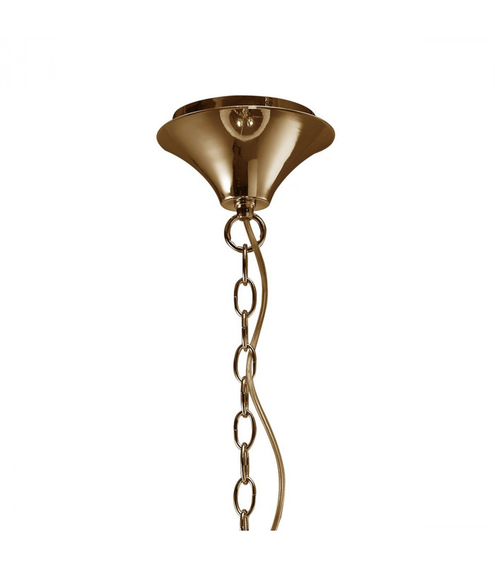 Tiffany Pendant 3+3 Light E14+G9 French Gold With Soft Bronze Shade & Clear Crystal-3