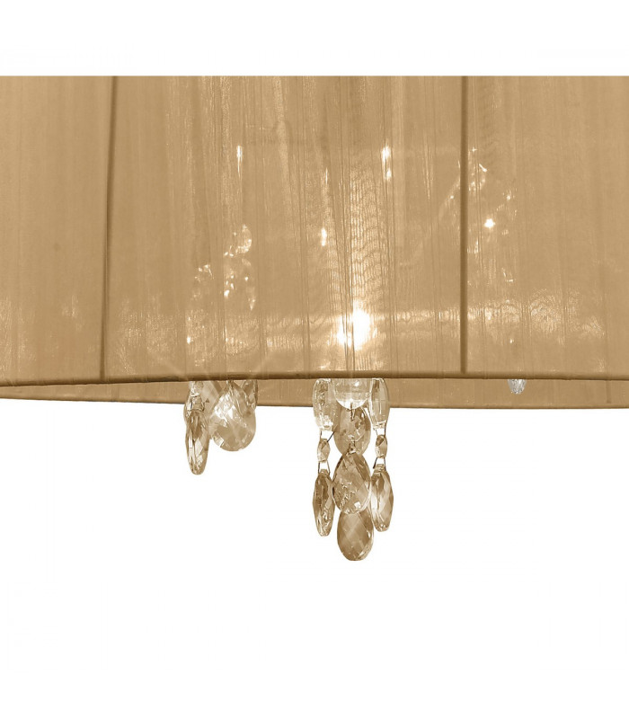 Tiffany Pendant 3+3 Light E14+G9 French Gold With Soft Bronze Shade & Clear Crystal-5