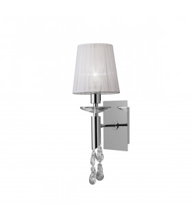 Tiffany Wall Lamp 1+1 Light E14 With White Shade Polished Chrome/Crystal-1