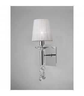 Tiffany Wall Lamp 1+1 Light E14 With White Shade Polished Chrome/Crystal-2