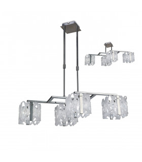 Tokio Rectangular Telescopic Convertible To Semi Flush 4 Light G9 Line, Gloss White/Polished Chrome
