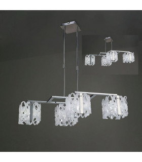 Tokio Rectangular Telescopic Convertible To Semi Flush 4 Light G9 Line, Gloss White/Polished Chrome
