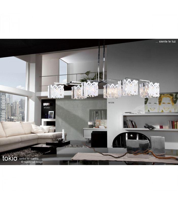 Tokio Rectangular Telescopic 6 Light G9 Line Gloss White/Polished Chrome-4