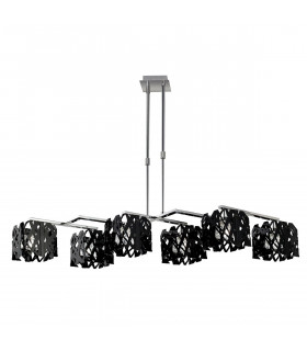 Tokio Rectangular Telescopic 6 Light G9 Line, Gloss Black/Polished Chrome