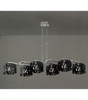 Tokio Rectangular Telescopic 6 Light G9 Line, Gloss Black/Polished Chrome