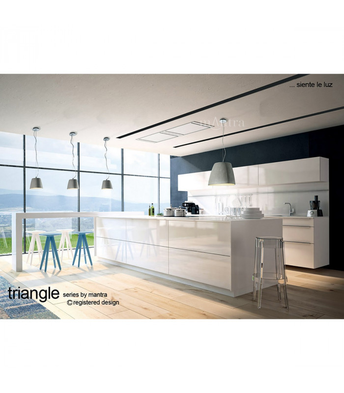 Triangle Pendant Small 1 Light E27, Cement/Polished Chrome