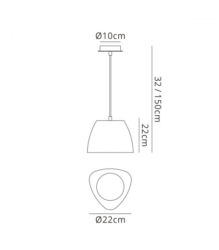Triangle Pendant Small 1 Light E27, Cement/Polished Chrome
