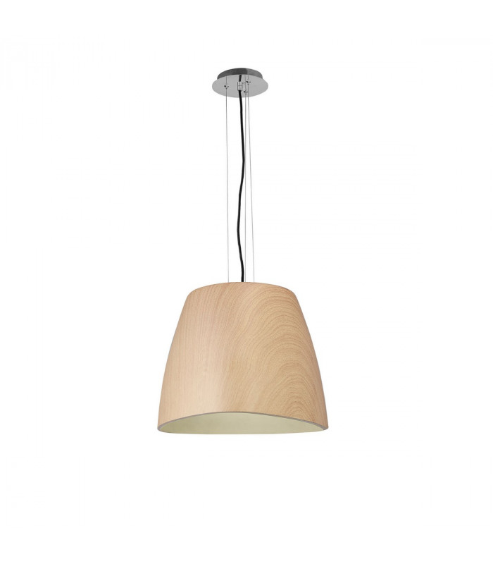 Triangle Pendant Large 1 Light E27 Beech/Polished Chrome-1