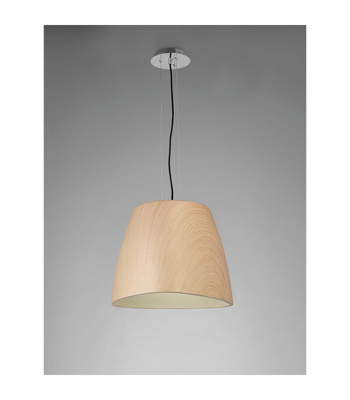 Triangle Pendant Large 1 Light E27 Beech/Polished Chrome-2