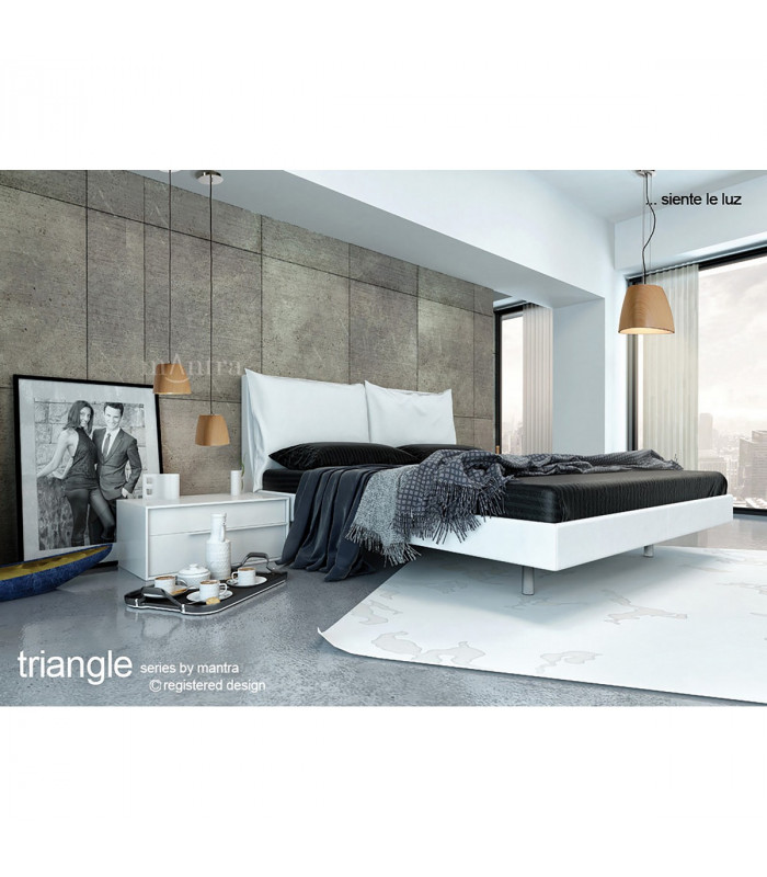 Triangle Pendant Large 1 Light E27 Beech/Polished Chrome-3