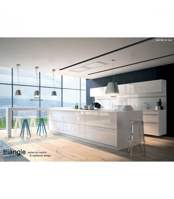 Triangle Pendant Large 1 Light E27 Beech/Polished Chrome-5
