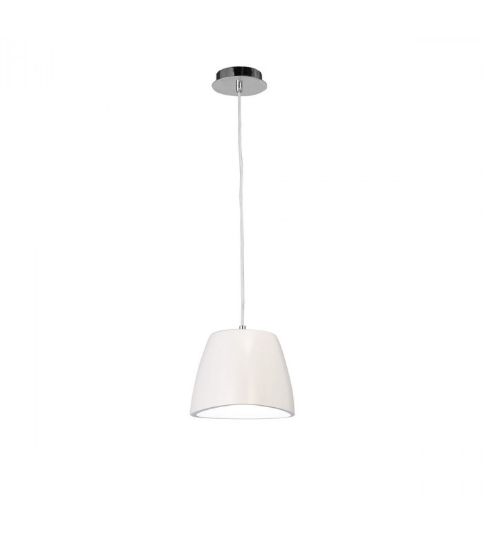 Triangle Pendant Small 1 Light E27 Gloss White/Polished Chrome-1