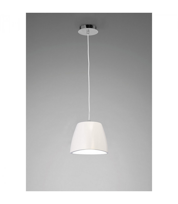 Triangle Pendant Small 1 Light E27 Gloss White/Polished Chrome-2