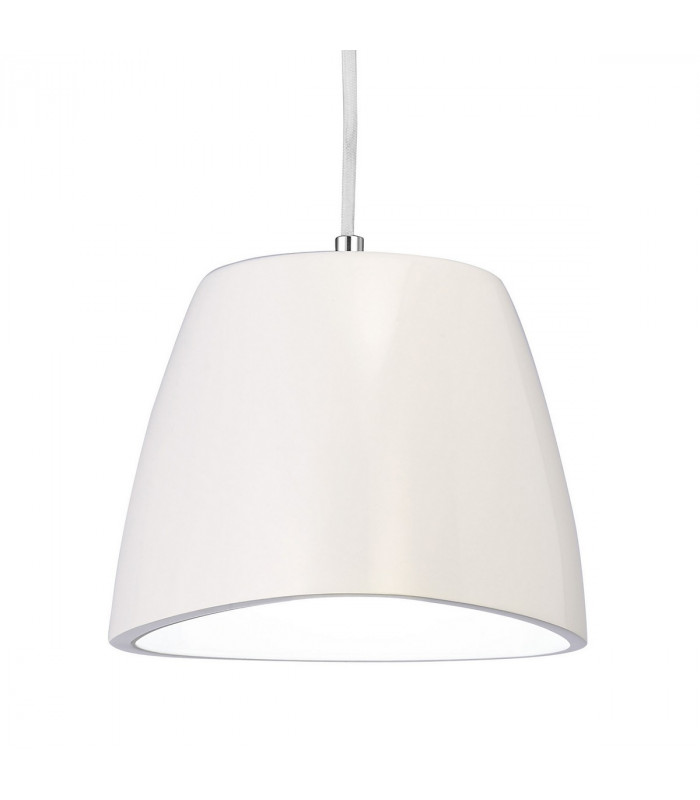 Triangle Pendant Small 1 Light E27 Gloss White/Polished Chrome-6