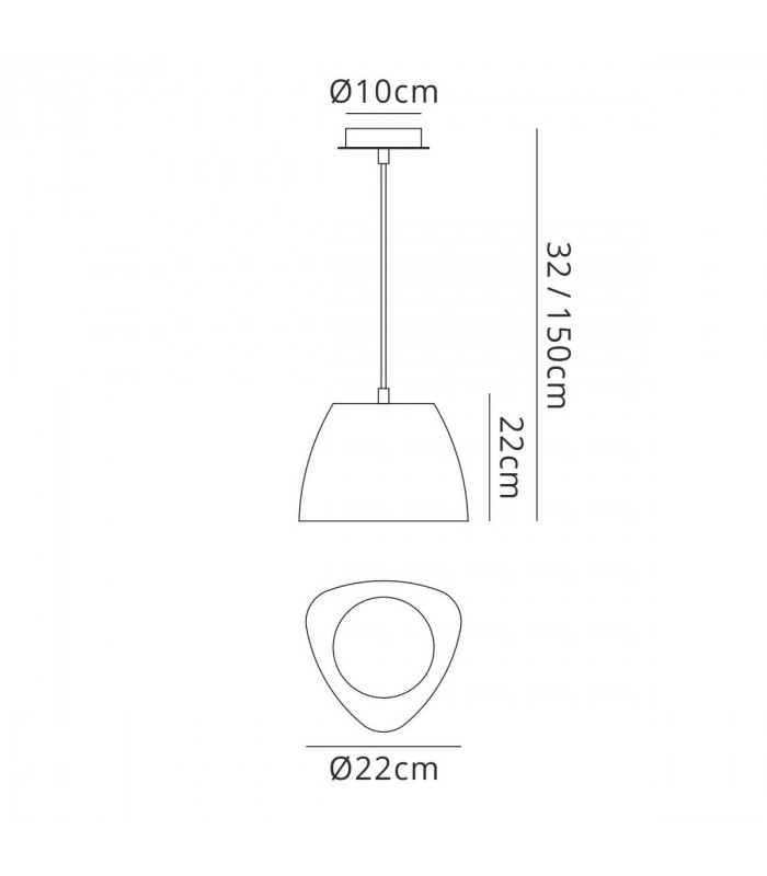 Triangle Pendant Small 1 Light E27 Gloss White/Polished Chrome-9
