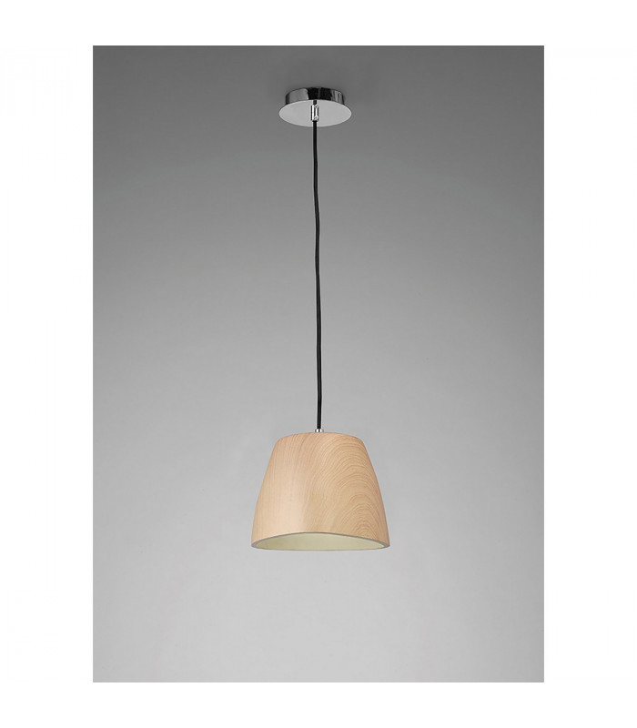 Triangle Pendant Small 1 Light E27 Beech/Polished Chrome-2