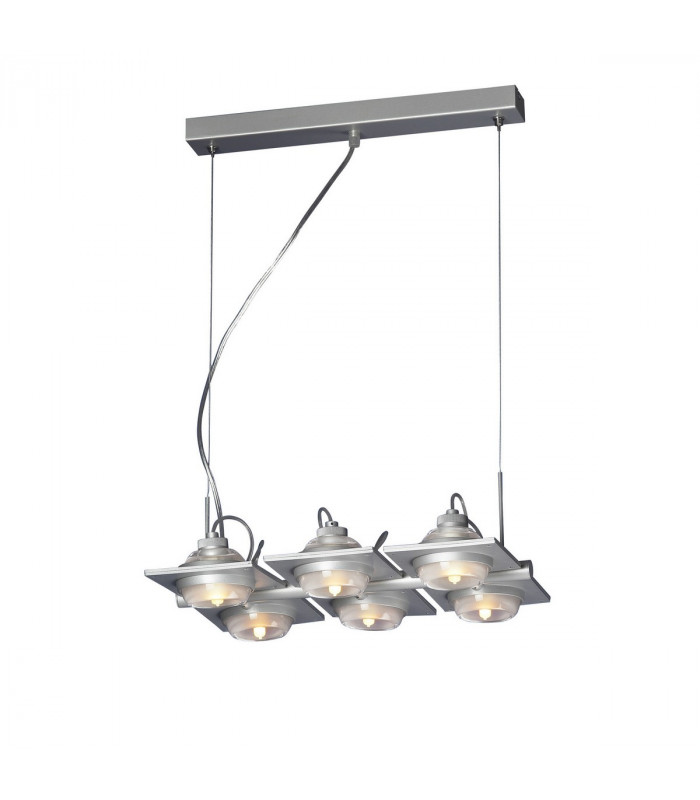 (0040 002) Ull Rectangular Pendant 6 Light G9 Silver Grey-1