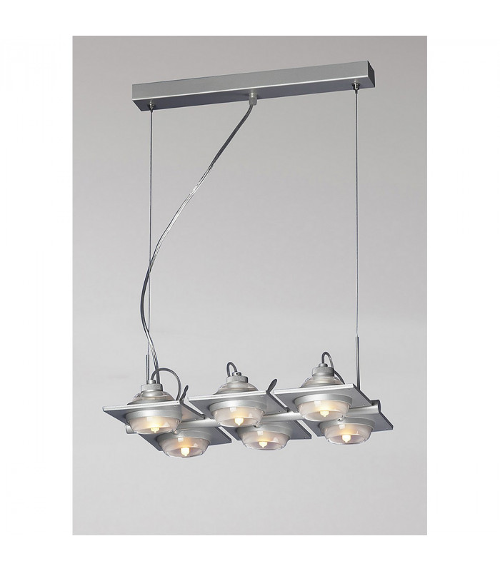 (0040 002) Ull Rectangular Pendant 6 Light G9 Silver Grey-2